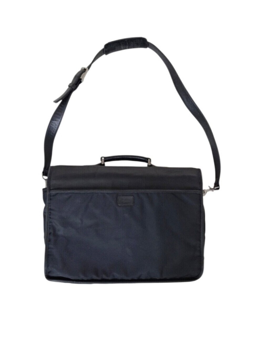 Vintage Coach Black Leather Nylon Laptop Briefcase Lay Flat Messenger Bag 5773 - Picture 2 of 13